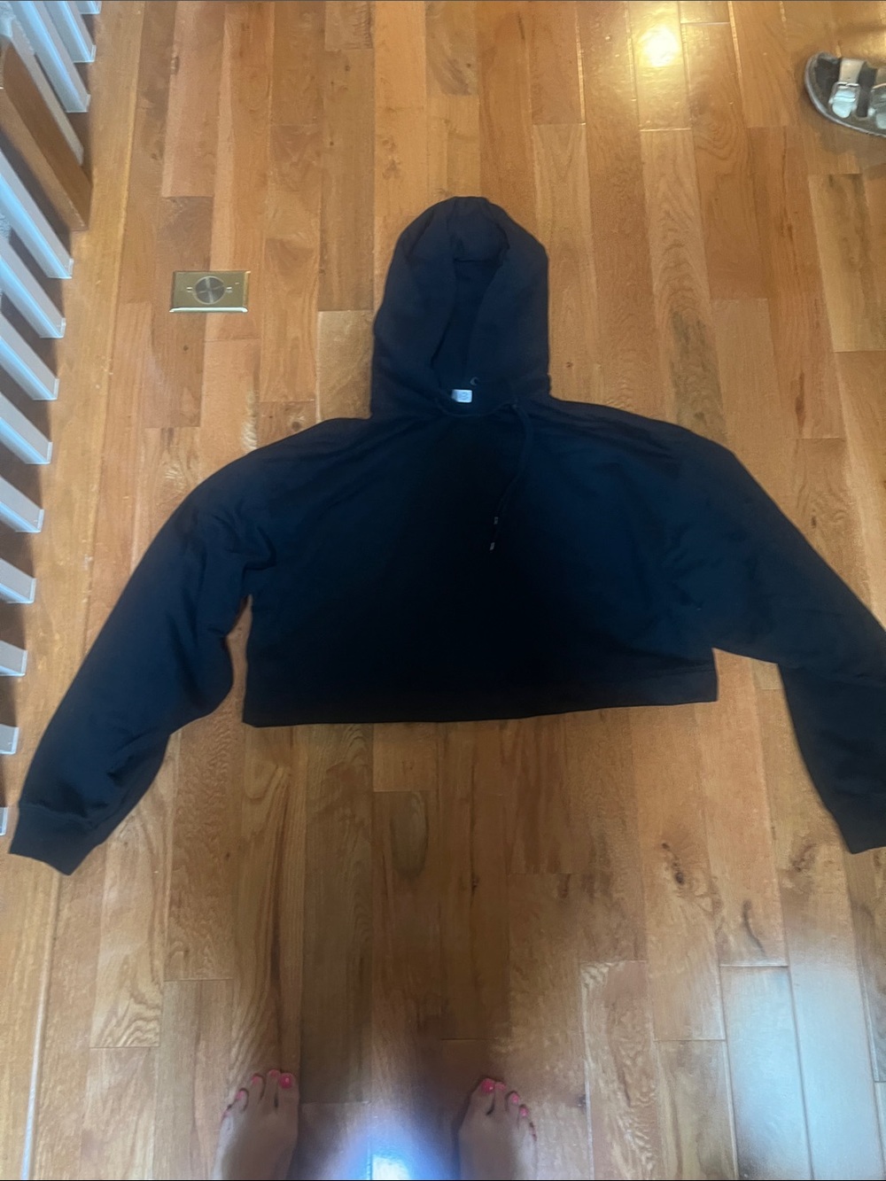 Cropped Black Alo Hooded Sweatshirt
